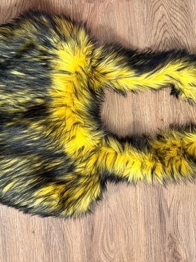Faux Fur Yellow and Black Handbag